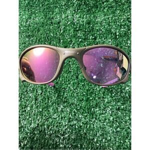 Oakley Matte Olive Frame Sunglasses with Purple-Pink Mirrored Lenses